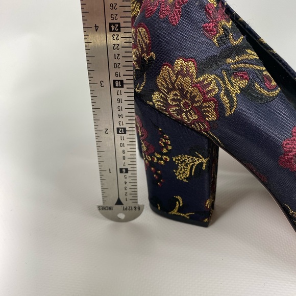 ANTONIO MELANI VALO JACQUARD NAVY BLOCK HEELS - Picture 4 of 7